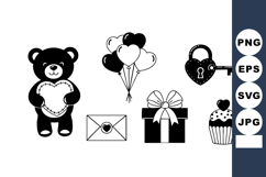 Teddy Bear Holding Heart Love Balloons Vector Product Image 1