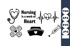 Nursing Work Heart Stethoscope Vector Illustration Product Image 1