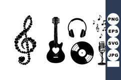 Music Symbols Treble Clef Guitar Vector Illustration Product Image 1