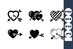 Heart Arrow Vector Icons Love Romance Set Product Image 1