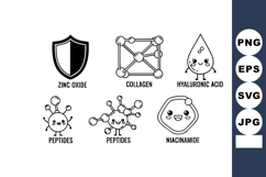 Skincare Ingredients Icons Zinc Oxide Collagen Vector Product Image 1