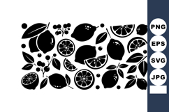 Lemon Fruit Slices Berries Leaves Vector Illustration Product Image 1