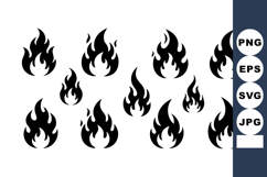 Black Flame Icons Set Vector Design Illustration Product Image 1