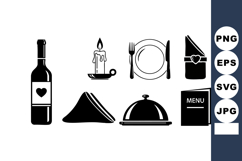 Restaurant Dinner Set Wine Candle Plate Icons Product Image 1