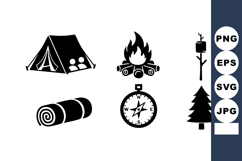 Camping Gear Tent Campfire Compass Vector Product Image 1