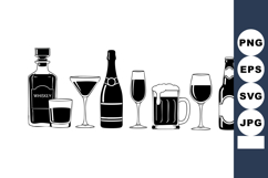 Alcoholic Beverage Silhouette Vector Collection Product Image 1
