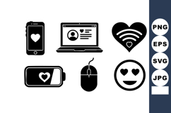 Heart Love Icons Digital Technology Vector Product Image 1