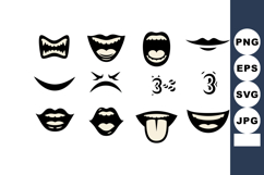 Cartoon Mouth Expressions With Teeth And Tongue Vector Product Image 1