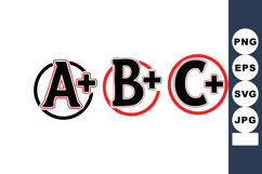 Letter Grade Symbols A Plus B Plus C Plus Vector Illustratio Product Image 1