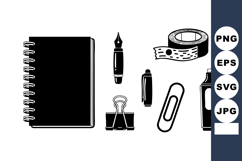 Office Supplies Notebook Pen Marker Vector Set Product Image 1