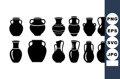 Ancient Black Vase Silhouettes Vector Art Product Image 1