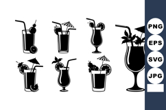 Cocktail Drinks Set With Straws Umbrellas Fruit Product Image 1