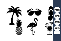 Tropical Summer Icons Vector Illustration Set Product Image 1