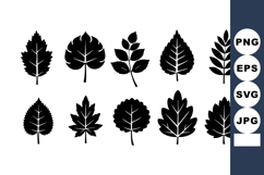 Black Leaf Silhouettes Vector Illustration Set Product Image 1
