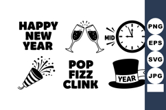 Happy New Year Celebration Icons Vector Product Image 1