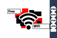 Free Wifi Sign Black Red Background Vector Product Image 1