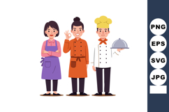 Three professional chefs in colorful uniforms with apron and Product Image 1
