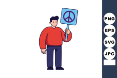Man holding peace symbol sign advocating for harmony and non Product Image 1
