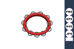 Tambourine musical instrument vector with red frame and silv Product Image 1