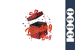 Boxing Day open gift box with confetti and festive celebrati Product Image 1
