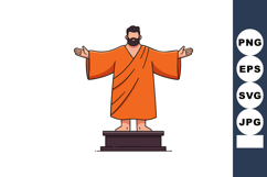 Statue of a bearded man with open arms wearing orange robe s Product Image 1