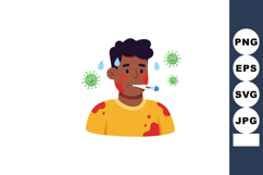 Sick man with fever thermometer and virus infection symptoms Product Image 1