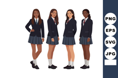Group of diverse teenage girls wearing school uniforms with Product Image 1