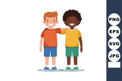 Two smiling boys standing together with arms around shoulder Product Image 1