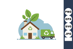 Eco Friendly House with Recycling Symbol and Green Truck Rep Product Image 1