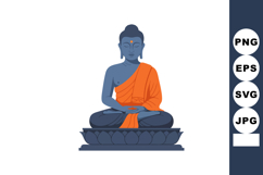 Buddha statue meditation posture sitting cross-legged with o Product Image 1
