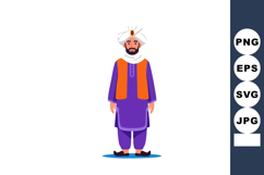 Man wearing traditional Middle Eastern clothing with turban Product Image 1