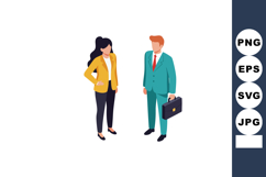 Businessman and businesswoman standing and talking professio Product Image 1