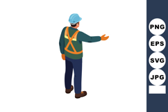 Construction worker wearing safety helmet and reflective ves Product Image 1