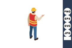Construction worker wearing safety helmet and reflective ves Product Image 1