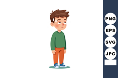 Tired young boy standing with sweat on face looking exhauste Product Image 1