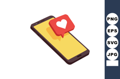 Smartphone with yellow screen and red notification bubble sh Product Image 1