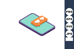 Smartphone with social media notification hearts icon in 3D Product Image 1