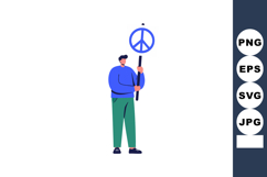 Man holding peace sign symbol standing in casual clothes vec Product Image 1