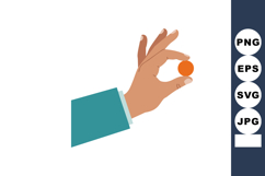 Hand holding small orange ball isolated on white background Product Image 1