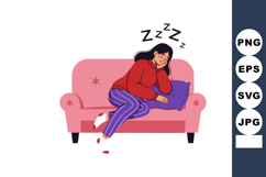 Woman Sleeping on Couch Resting Head on Pillow Relaxing Indo Product Image 1