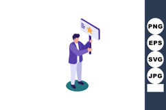 Man holding feedback sign with star rating concept for custo Product Image 1