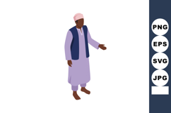 Man Wearing Traditional Clothes and Vest with Pink Cap Stand Product Image 1