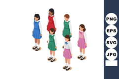 Group of schoolgirls in colorful uniforms standing together Product Image 1