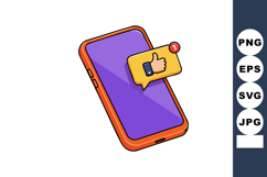 Smartphone with social media like notification icon and purp Product Image 1