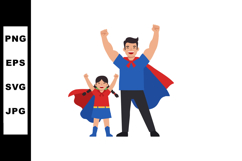 Father and daughter wearing superhero costumes with capes an Product Image 1