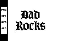 Dad Rocks Black Gothic Style Text Typography Design for Fath Product Image 1