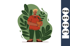 Person holding potted plant with large green leaves vector i Product Image 1