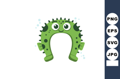 Cute green pufferfish cartoon vector with spikes and big eye Product Image 1