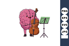 Brain character playing cello with music stand illustration Product Image 1