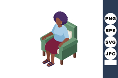 Pregnant woman sitting on green armchair wearing blue top an Product Image 1